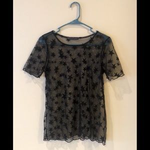 Sheer Mesh Black Star Top